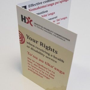 Stack of Code of Rights pocket cards printed in Cook Islands Māori