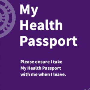 Front cover of the My Health Passport tri-fold leaflet