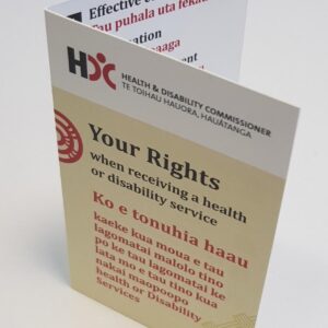 Stack of Code of Rights pocket cards printed in Niuean