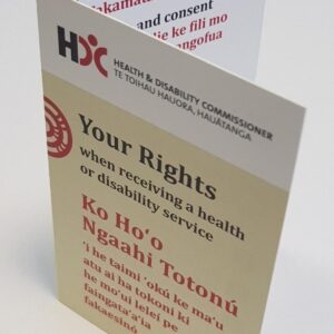 Stack of Code of Rights pocket cards printed in Tongan